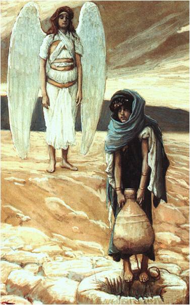 Tissot Agar et l'ange dans le désert
