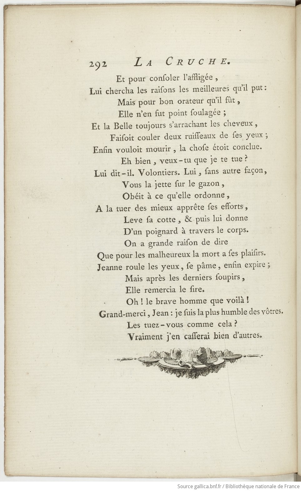 1762 La cruche Autereau Contes et nouvelles en vers, par M. de La Fontaine. T. 2 p 292 Amsterdam (Paris Barbou), illustrations de Eisen Gallica