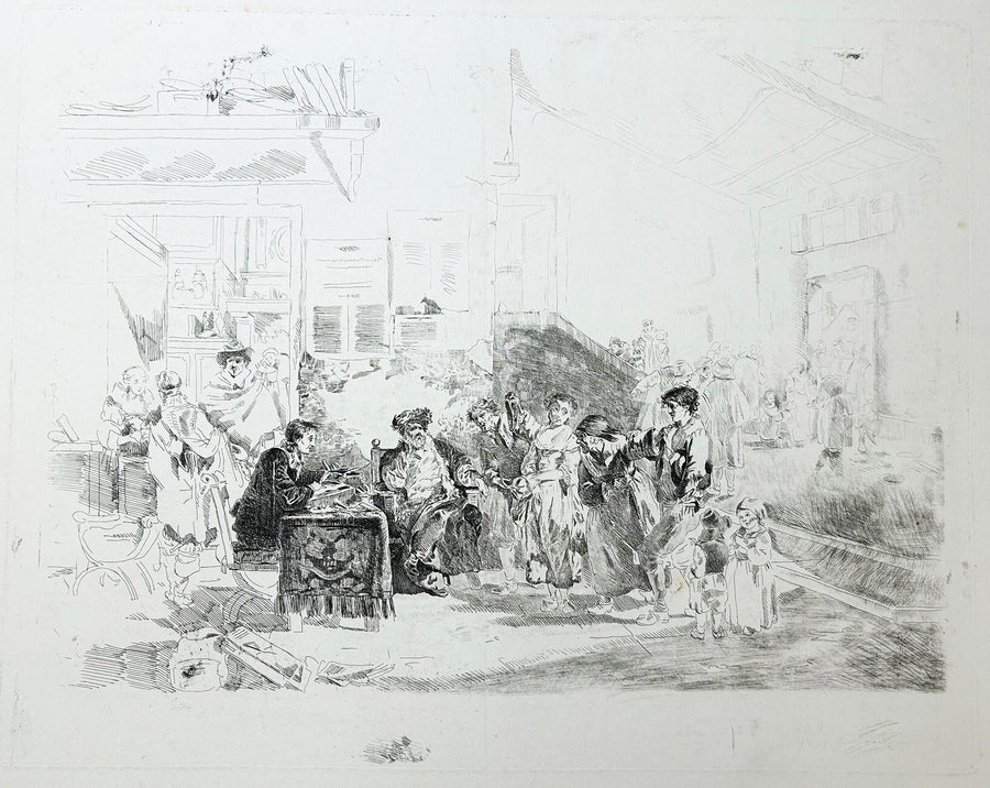 DEBUCOURT Le Juge de village ou La cruche cassee coll part tableau expose au salon de 1781