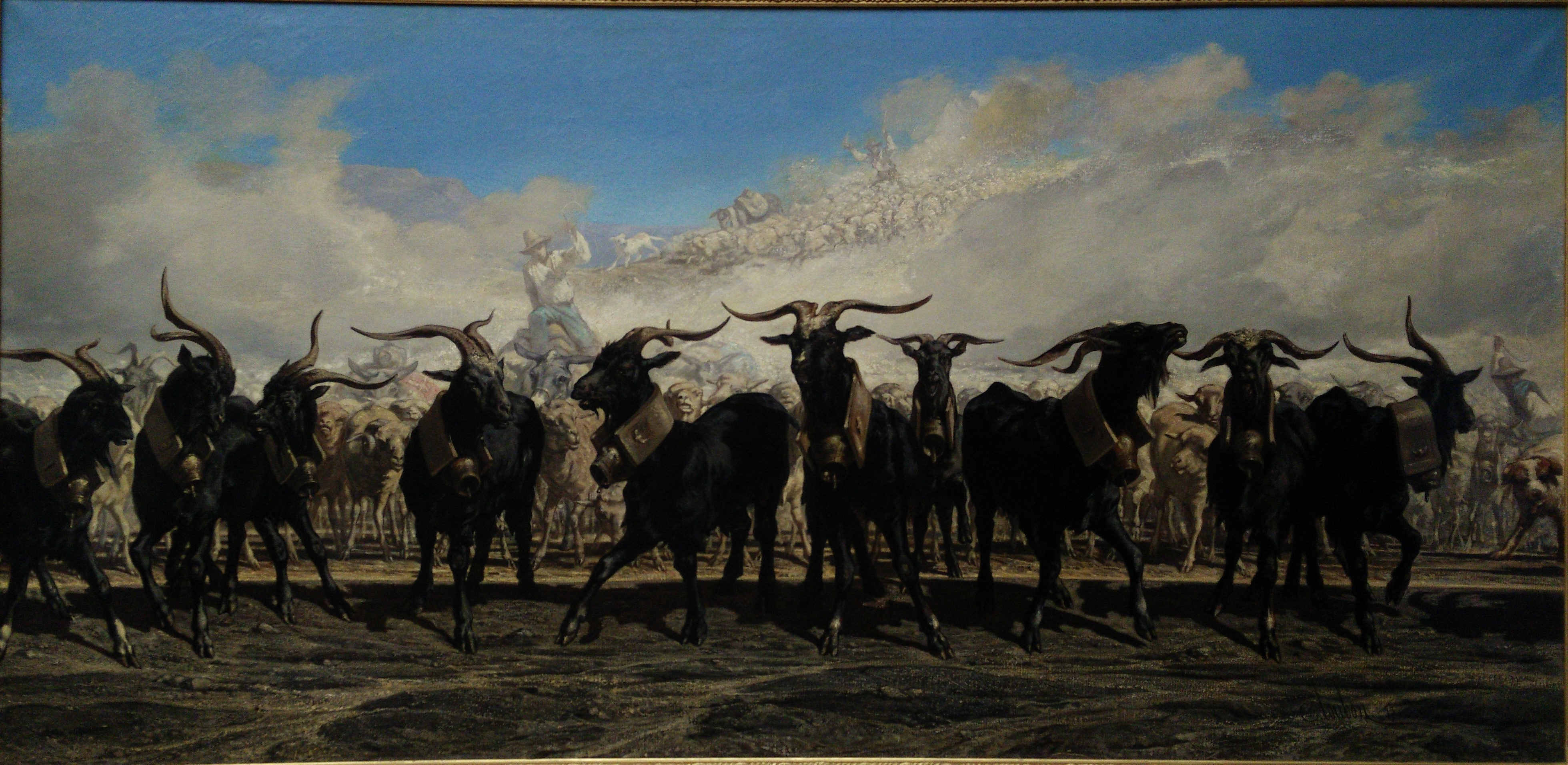 Emile Loubon 1853 Les menons en tete d'un troupeau en Camargue Musee Granet Aix en Provence