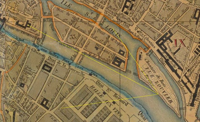 Plan de la ville de Paris dresse par X. Girard, 1820, revu en 1830 detail