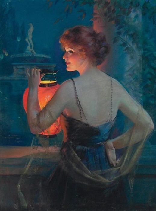 Gene Pressler Young Woman with Lantern 1921
