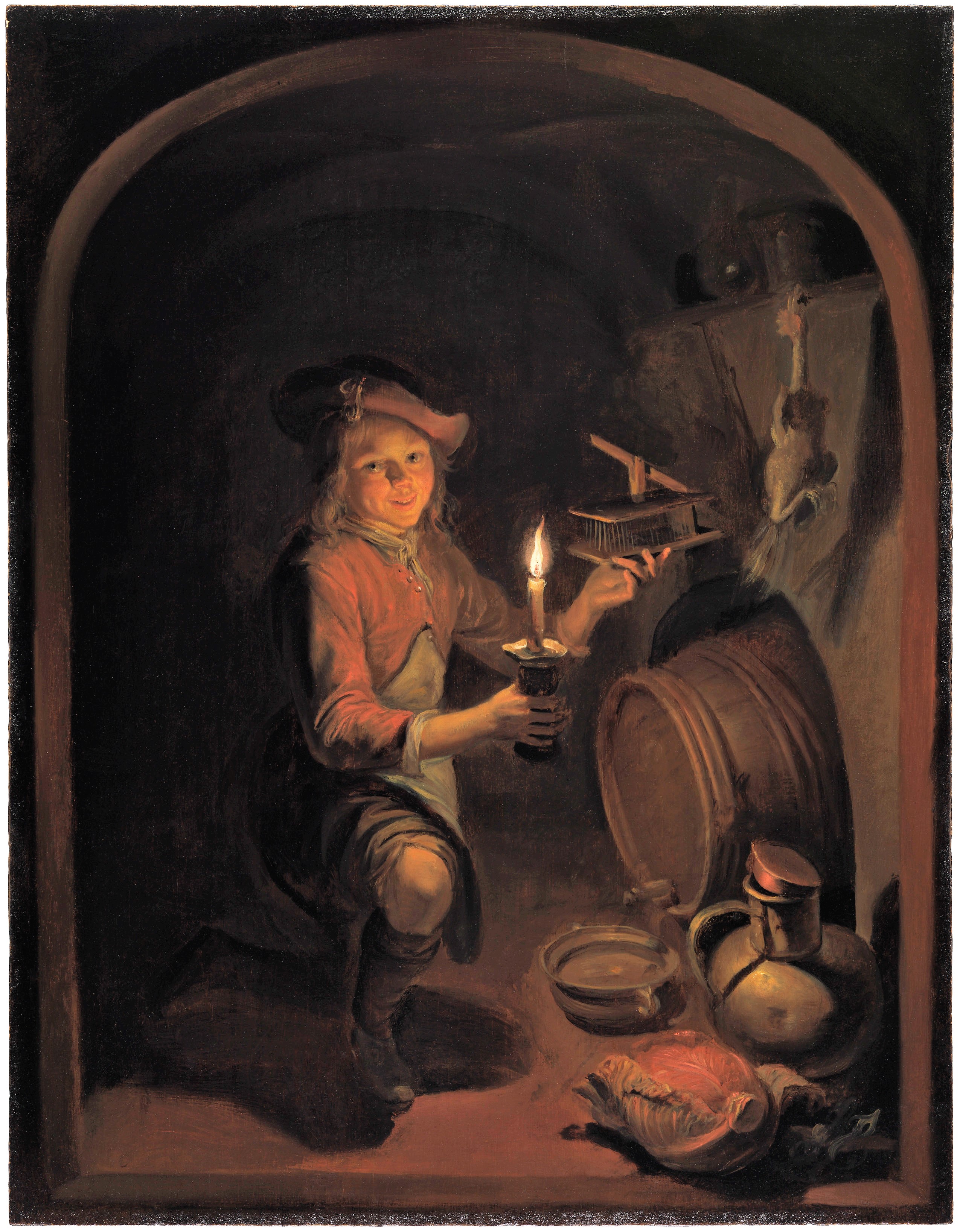  Dominicus_van_Tol-A_Boy_with_a_Mousetrap_by_Candlelight-1664–65