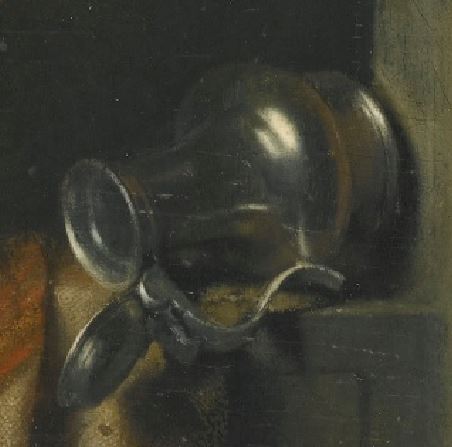 Gerrit Dou - A Young Girl at a Window Ledge with a Cat and Mouse-Trap_detail aiguiere