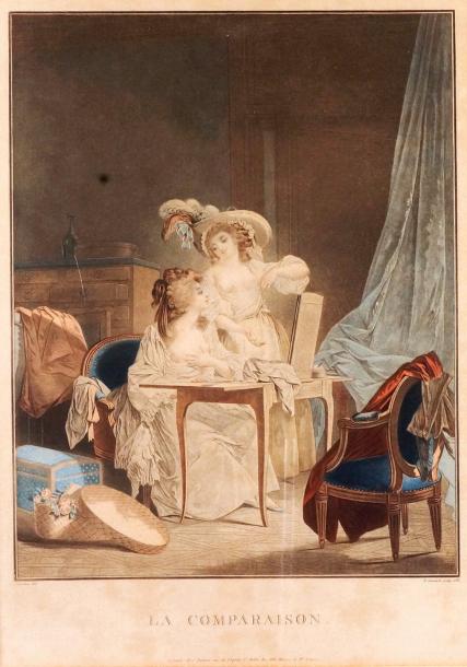 Jean-François JANINET d'après Nicolas LAVREINCE LA COMPARAISON, 1786 Aquatinte
