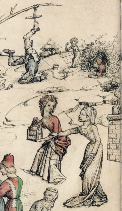 Maitre du Livre de Raison 1475-85 L'anti chateau de l'Amour col priv detail