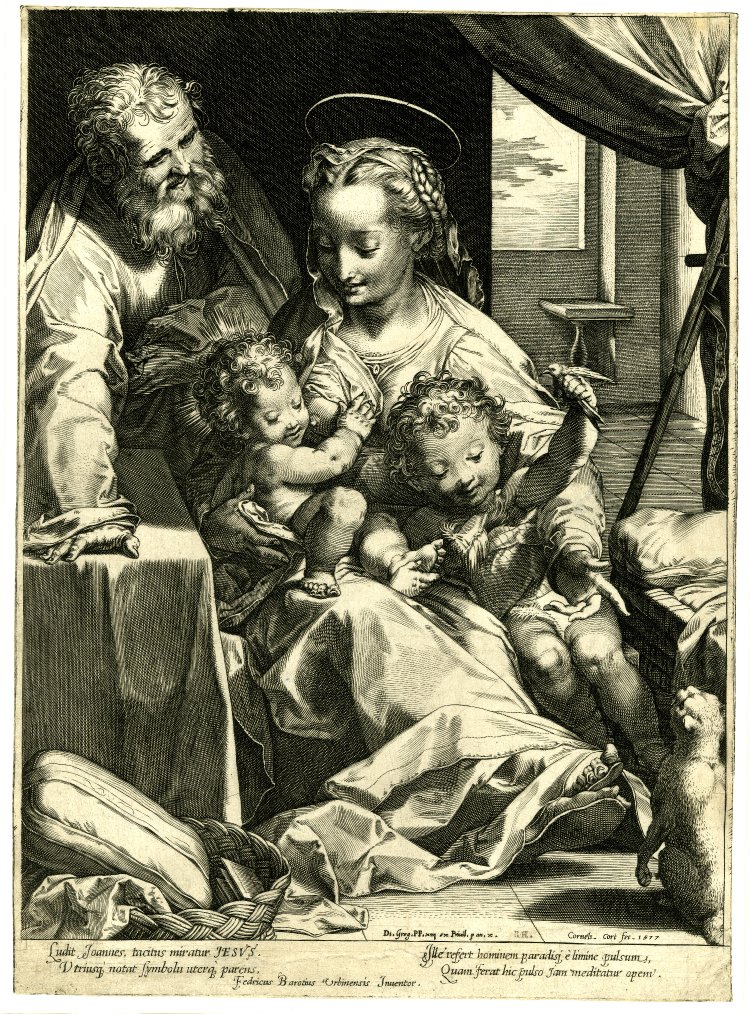 'La Madonna del Gatto 1577 gravure de Cornelis Cort