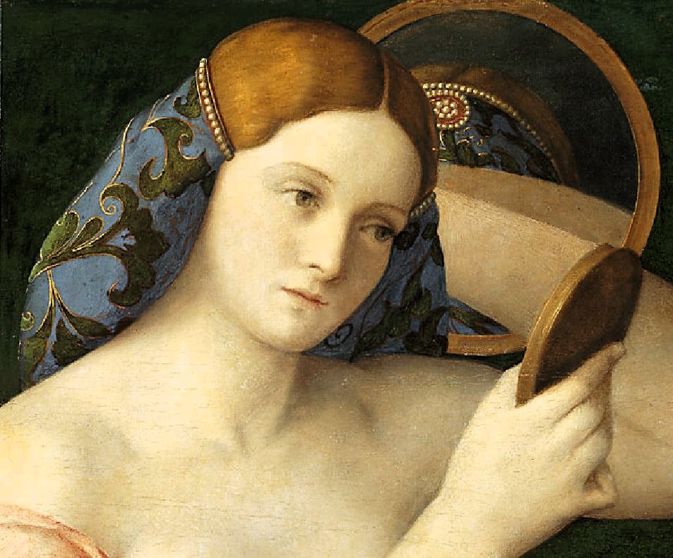 Bellini 1515 Femme aux miroirs detail Kunsthistorisches Museum, Vienne