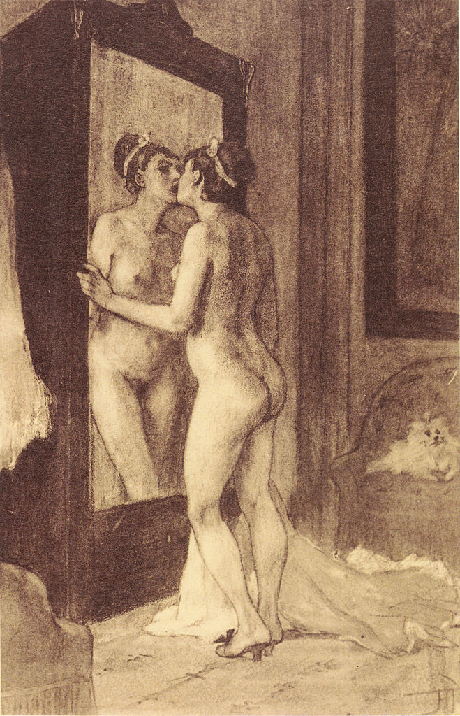 Narcissisme (Selbstverliebt) aquarelle 1878-81 rops localisation inconnue