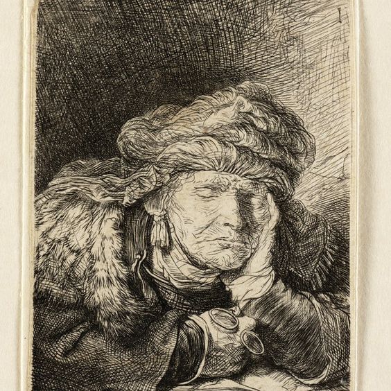 Rembrandt Old Woman Sleeping c. 1635-c. 1637
