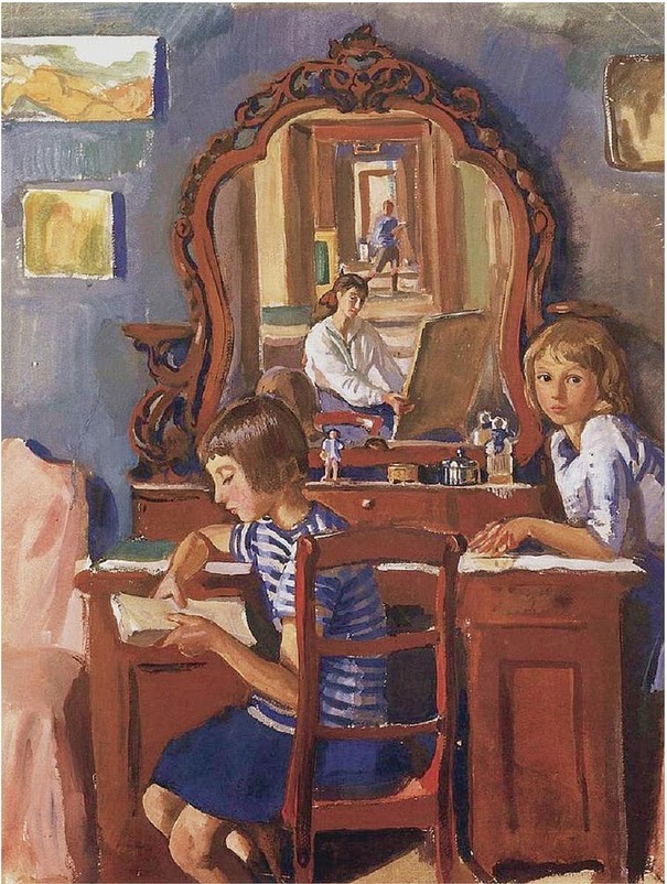 Zinaida Serabriakova  Self Portrait with Children in the Mirror  1917 Private Collection