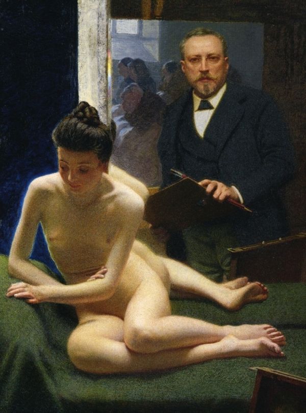 morbelli-the-artist-and-his-model-reflected-in-a-mirror-1900–1903