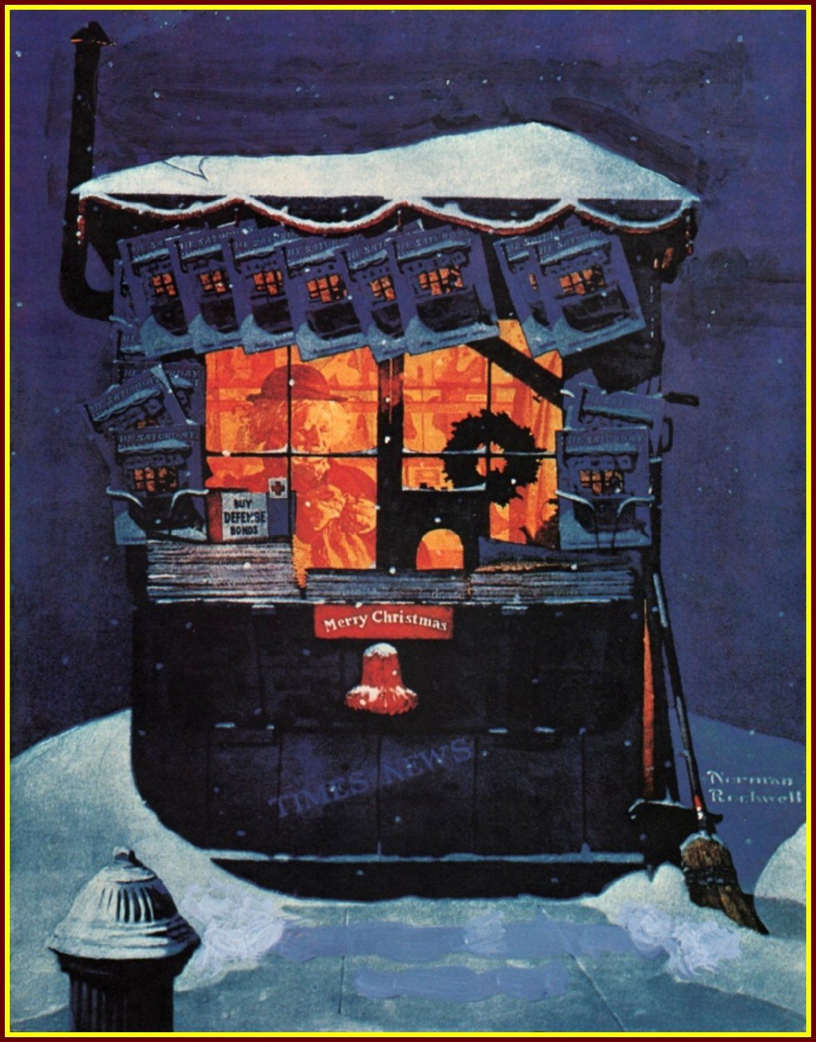norman-rockwell-newsstand in the snow-saturday-evening-post-cover-december 20-1941