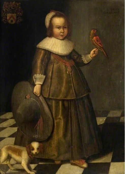 1644 Unknown Artist (Dutch School), Portrait of a boy, aged three, with a large hat and a parrot, Glasgow Museums, Glasgow.