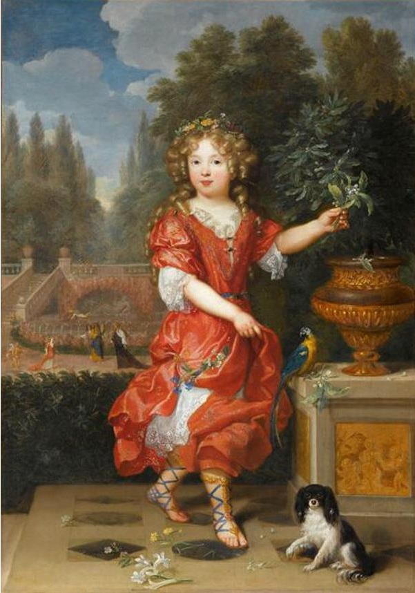 1669 Pierre Mignard Mademoiselle de Blois, Marie-Anne de Bourbon, daughter of Louis XIV and Louise de La Vallière, Musee du Louvre, Paris.