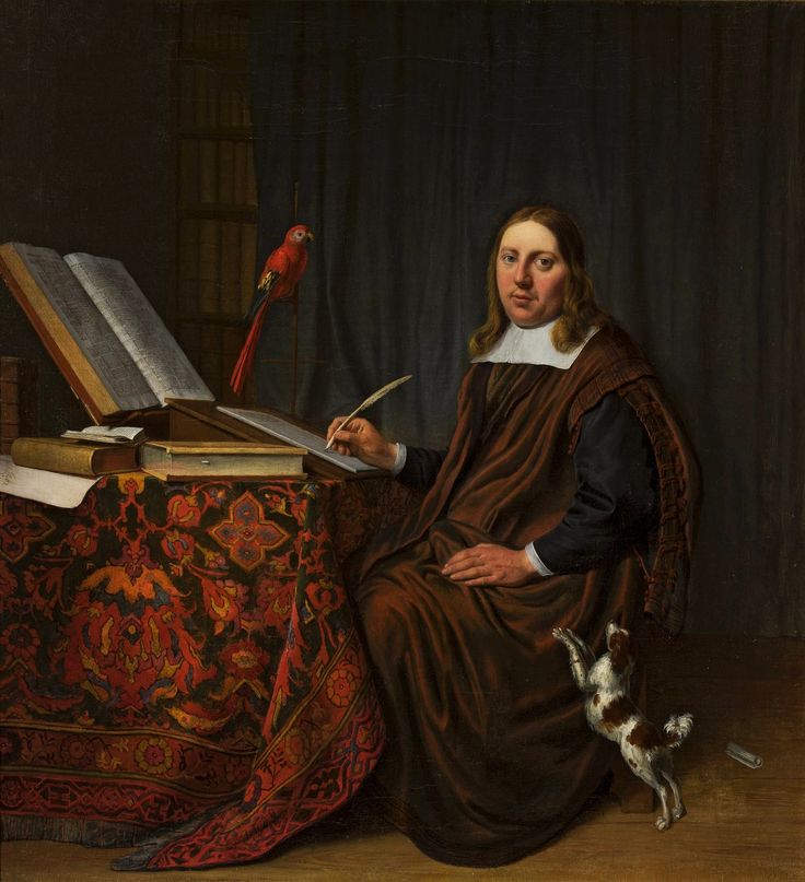 G 1663 Hendrick Martensz. Sorgh Portrait of a man writing at a table Scholar in his study, National Museum, Warsaw, Poland