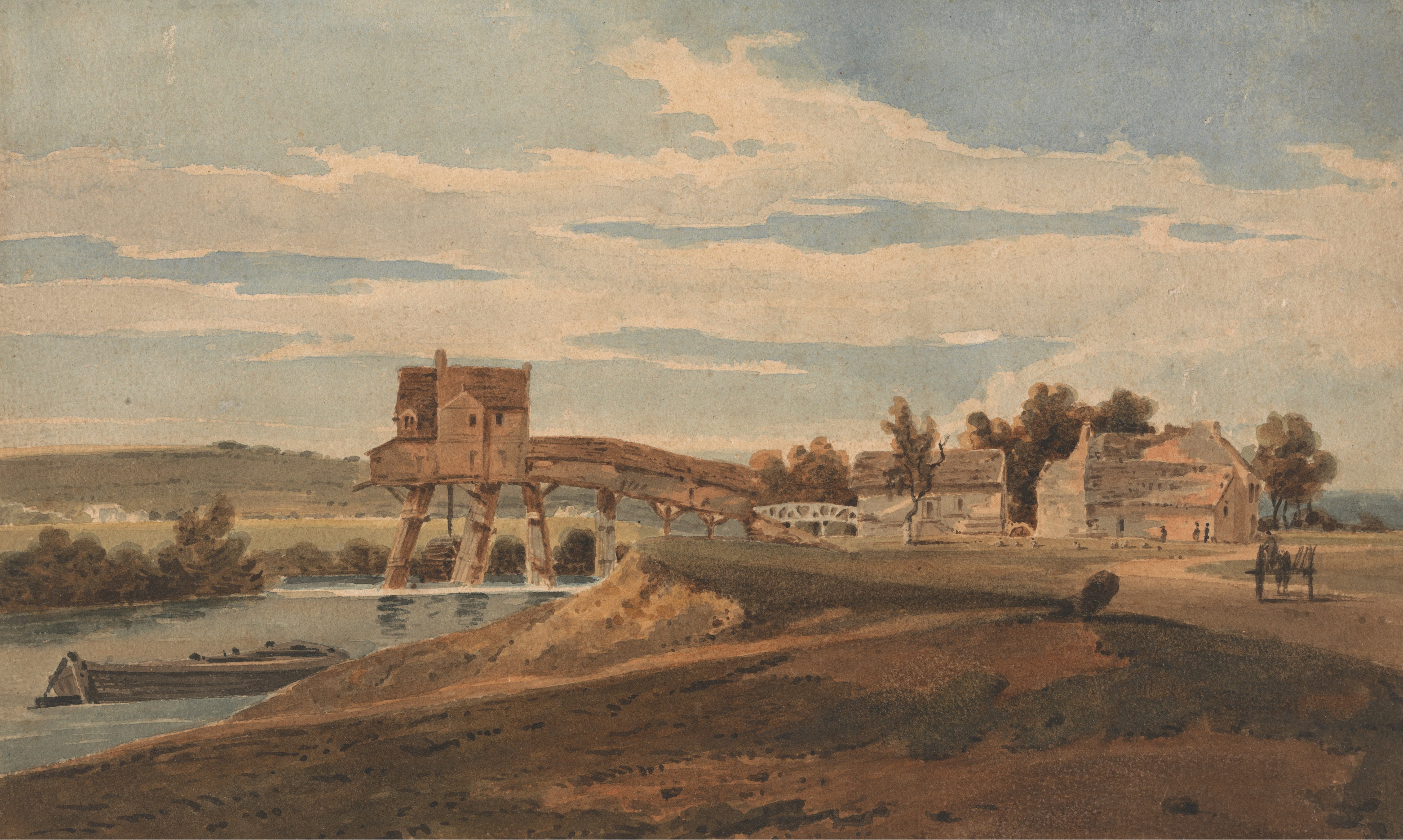 girtin-thomas-1802-gravthe-water-mill-above-the-bridge-at-charenton-illustration-from-the-series-a-selection-of-twenty-of-the-most-picturesque-views-in-paris-and-its-environs