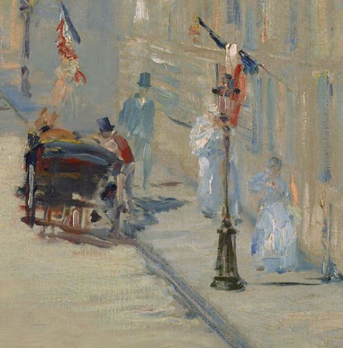 Manet LA RUE MOSnIER AUX drapeaux - 1878 getty malibu detail trottoir droite