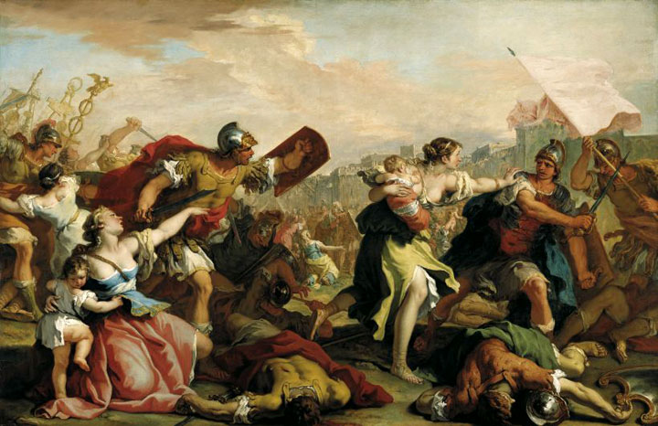 RICCI SEBASTIANO, 1700 ca Battle of the Romans and the Sabines, collections du Prince de Liechtenstein