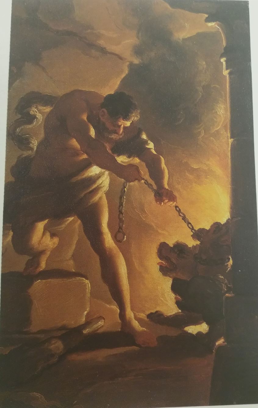 Ubaldo Gandolfi 1770 Hercule et Cerbere esquisse coll priv