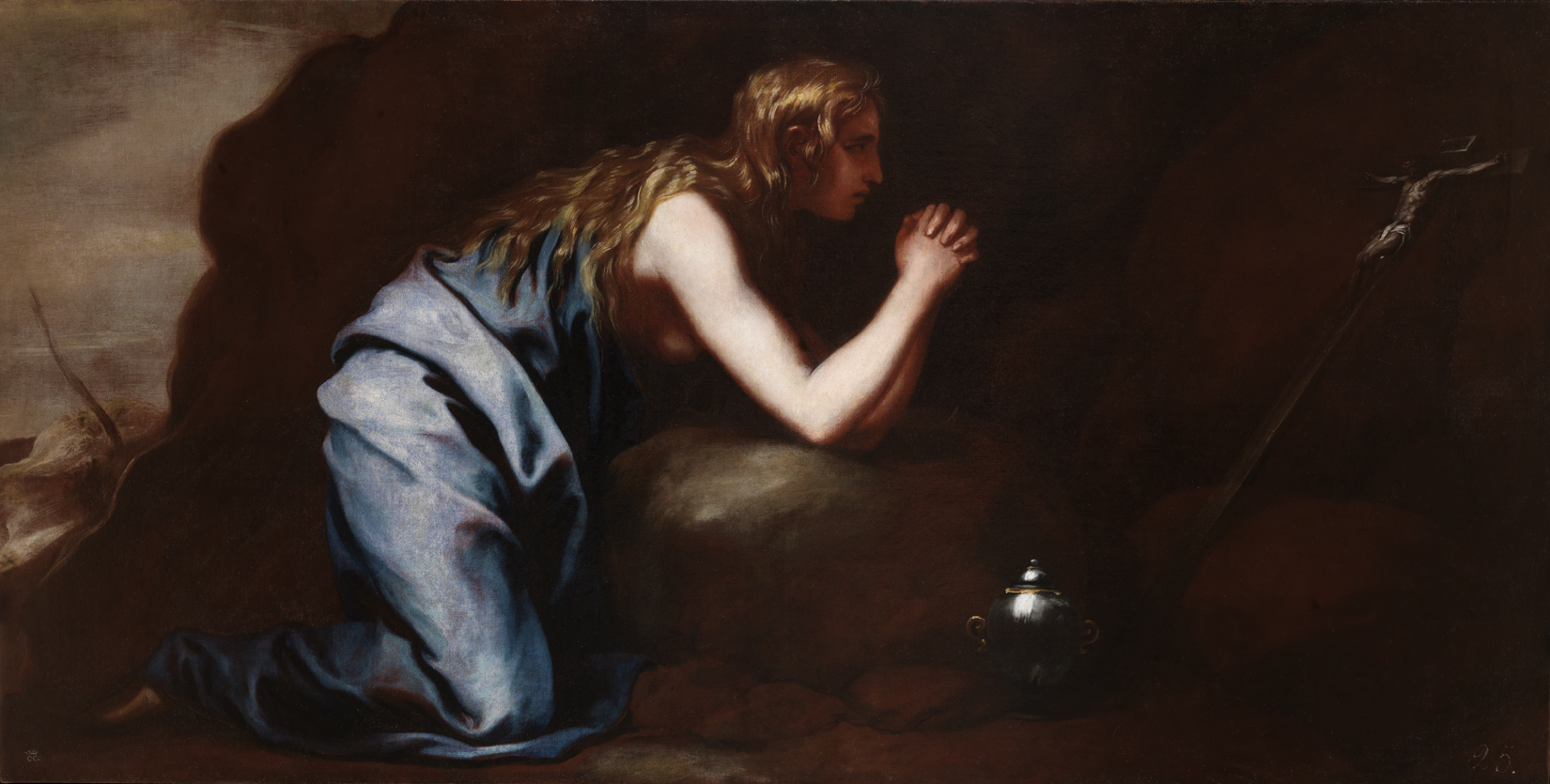 Cano vers 1653 Madeleine penitente dans le desert, Prado 104 x 205 cm
