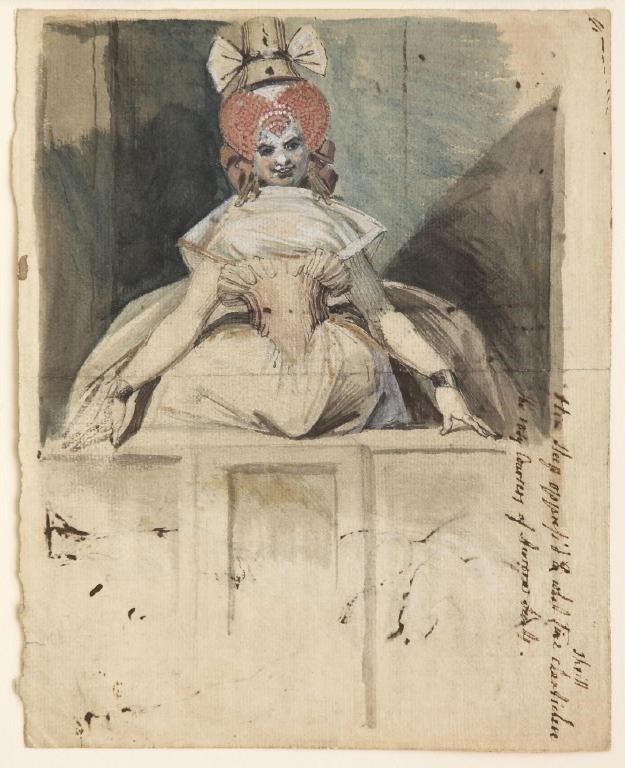 Fussli A Woman on a balcony with high dressed hair and hat 1790-92