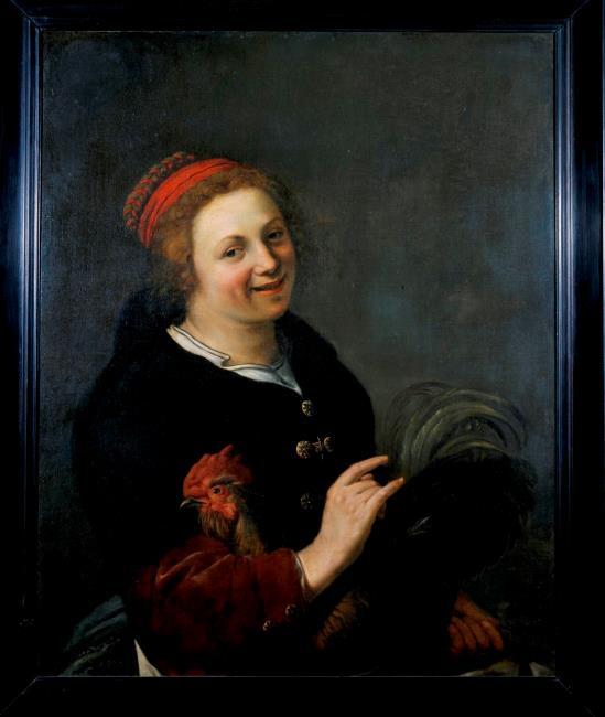 Johannes Baeck 1654 Femme avec un coq Centraal Museum, Utrecht