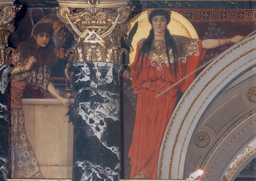Klimt L'Art Grec (Tanagra et Pallas Athene) 1890 Escalier du Kunsthistorisches Museum