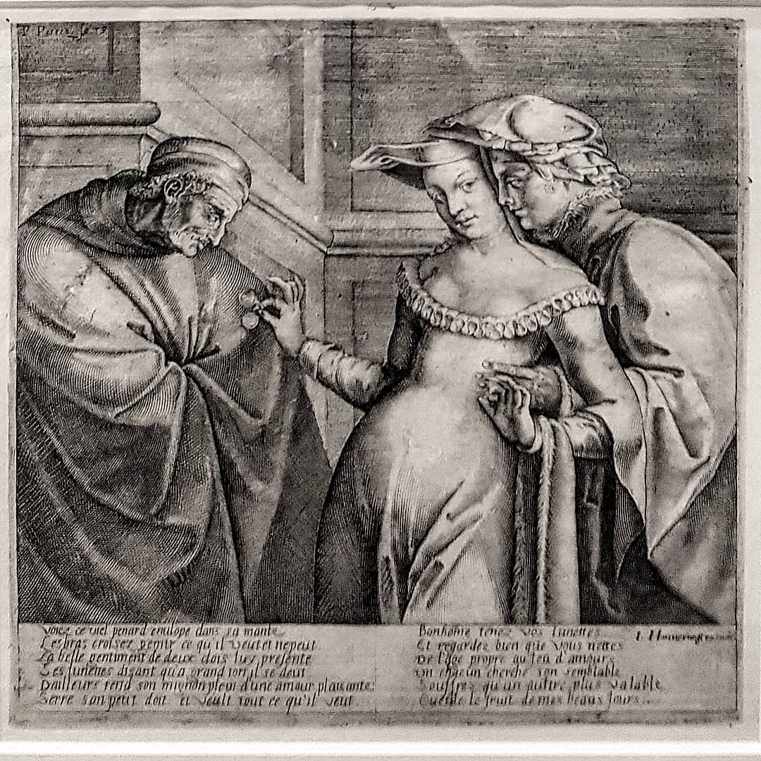 La_femme_entre_les_deux_ages 1579 gravure Pieter Perret