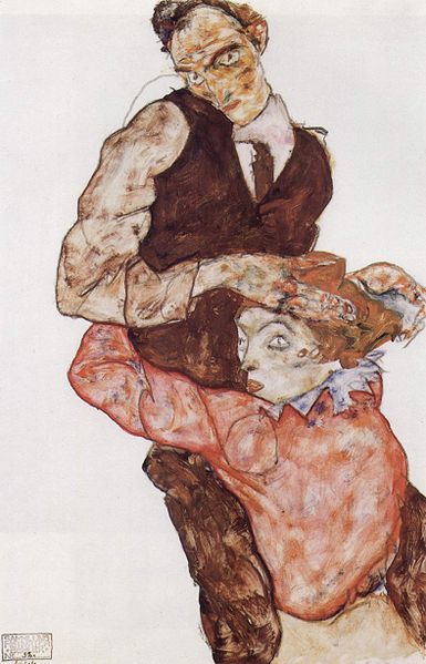 Schiele Two lovers (self portrait with Wally), 1914-15 Coll part