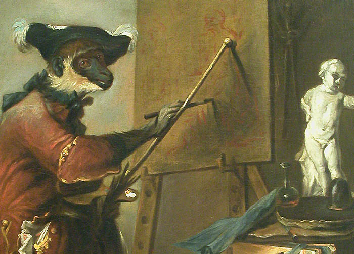 chardin-Le singe peintre-1740 Louvre Paris detail