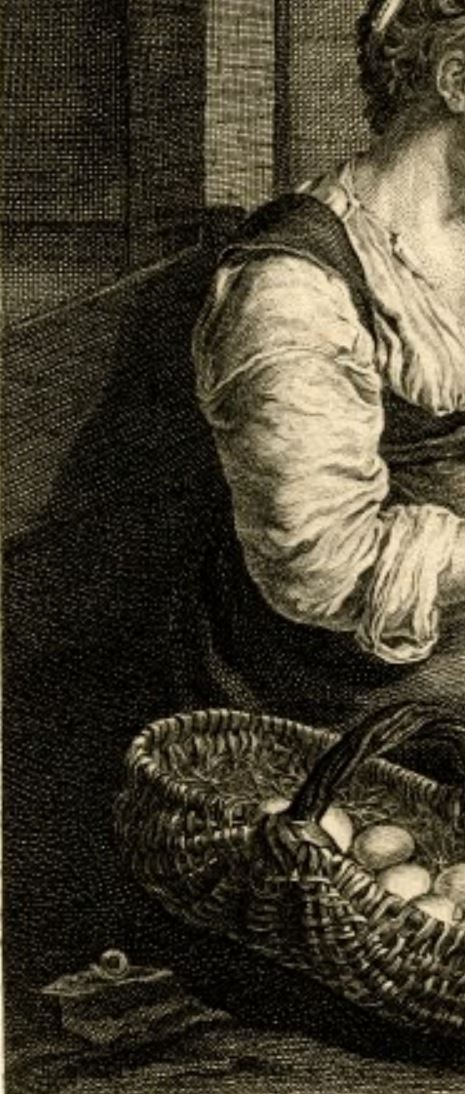 van Mieris Frans (I) 1655-57 The broken egg Ermitage gravure de Pierre Etienne Moitte 1754 escargot