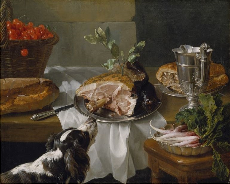 Alexandre-Francois Desportes Still Life with a Dog 1705 Staatsgemaldesammlungen, Gemaldegalerie Schleissheim