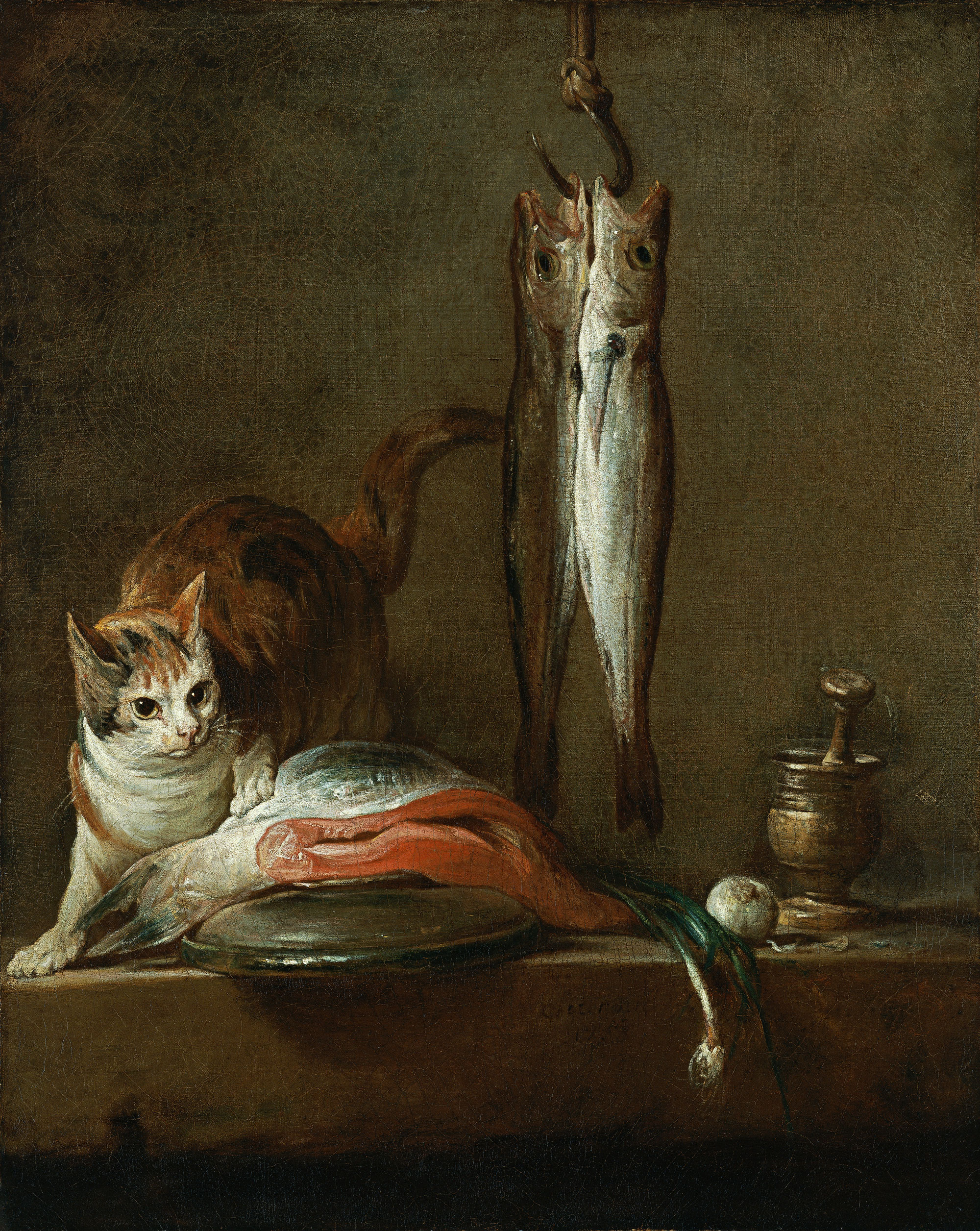 Chardin 1728 Still Life With Cat and Fish Museo Thyssen-Bornemisza, Madrid