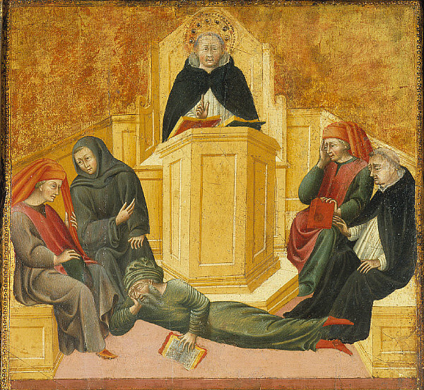 Giovanni_di_Paolo_St._Thomas_Aquinas_Confounding_Averroes 1445-50 Musee d'art de Saint-Louis