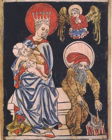 sainte Famille Xylographie Bohemian or Moravian, c. 1410.