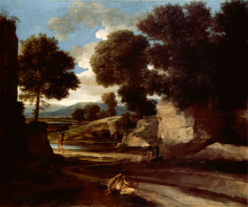 Poussin 1637-1638 Paysage_avec_des_voyageurs_au_repos_-__-_National_Gallery_London