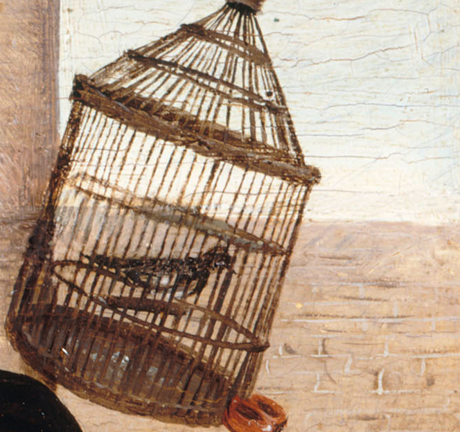 Monogrammiste de Brunswick Brothel Scene with Quarrelling Prostitutes vers1530 Gemaldegalerie, Berlin detail cage