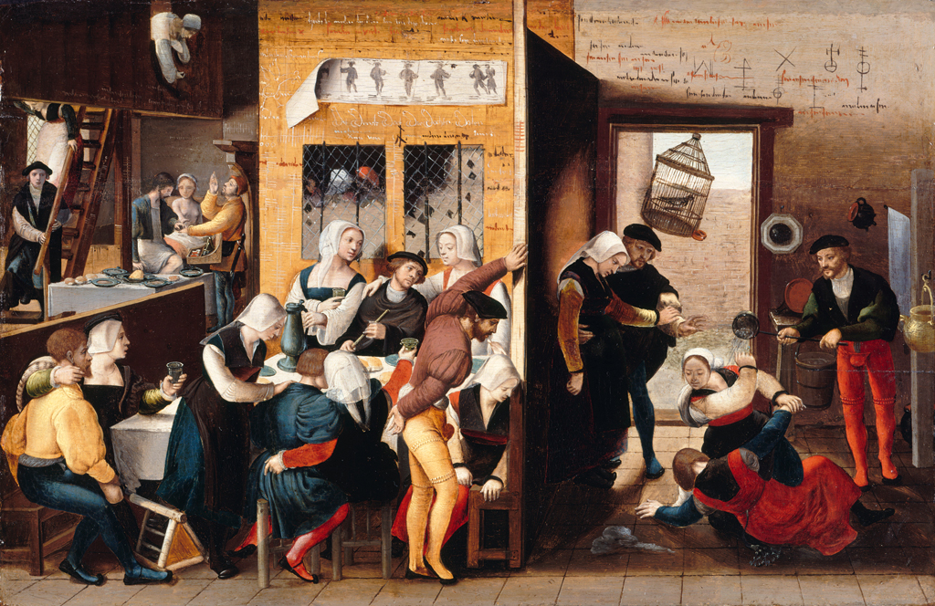 Monogrammiste de Brunswick Brothel Scene with Quarrelling Prostitutes vers1530 Gemaldegalerie, Berlin