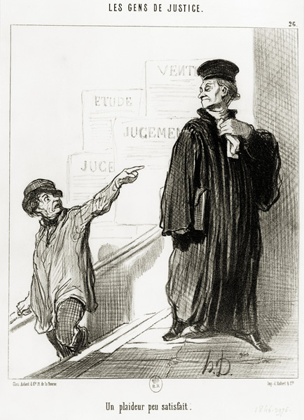 Daumier Un plaideur peu satisfait Planche n26 de la série Les Gens de justice 1846