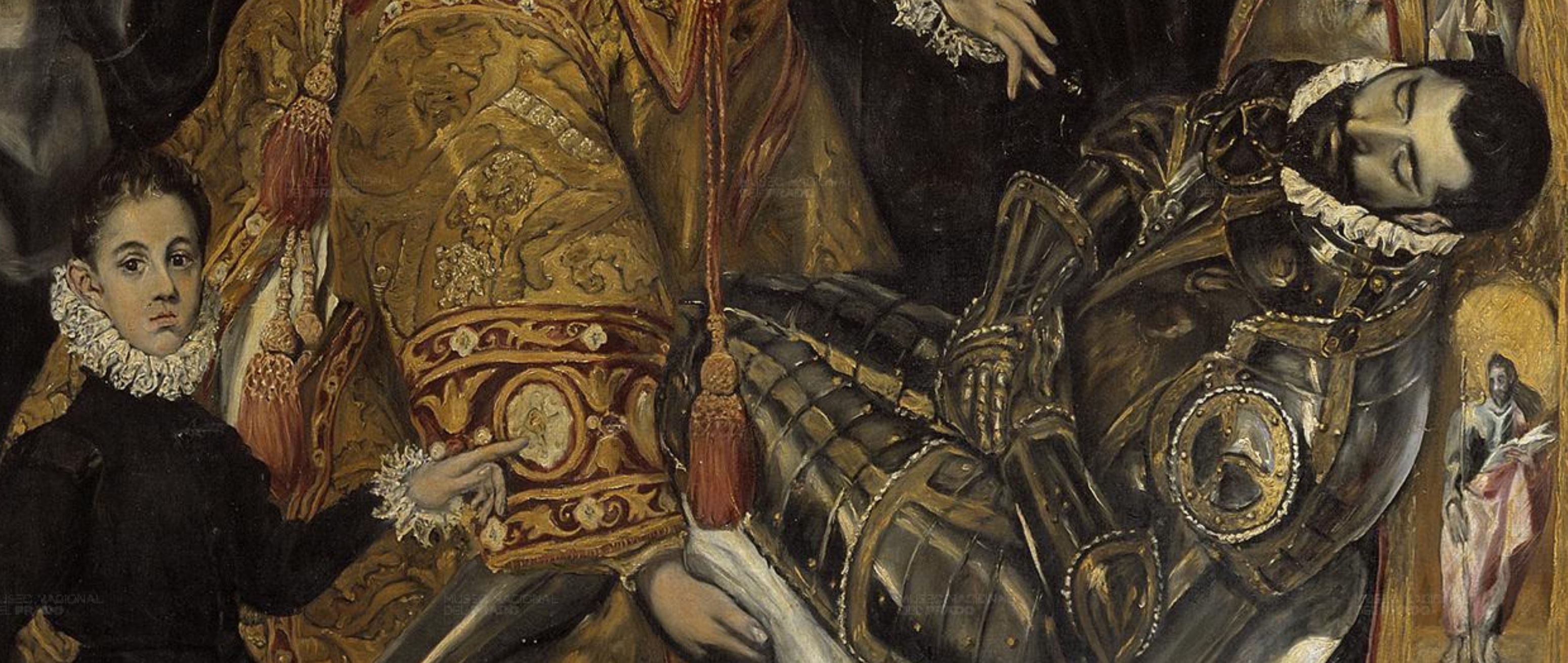 El_Greco_-_The_Burial_of_the_Count_of_Orgaz 1586-88 eglise de Santo Tome, Tolede Reflet st Etienne