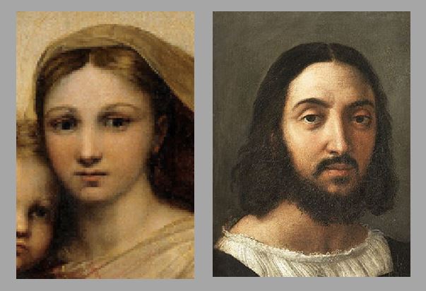 Raphael comparaison sixtine autoportrait