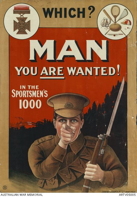 WW1 Australie 1917 You are wanted in the Sportsmen’s 1000