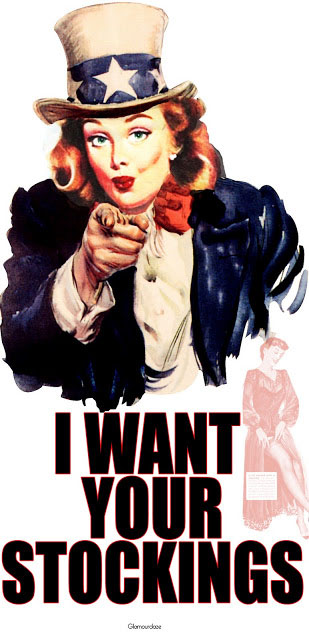 WW2 USA 1942 Marlene-wants-your-Stockings-Poster