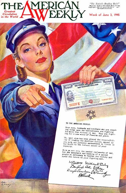 WW2 USA 1945 Invest in war bonds affiche Joe Watson Little