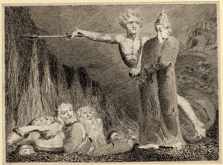William Blake Lucifer and the Pope in Hell 1794 British Museum