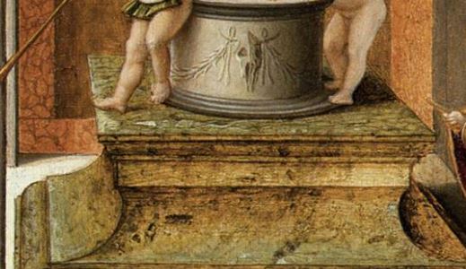 Bellini Allegoria della prudenza o della vanita – ca. 1490 Gallerie dell’Accademia, Venezia detail piedestal