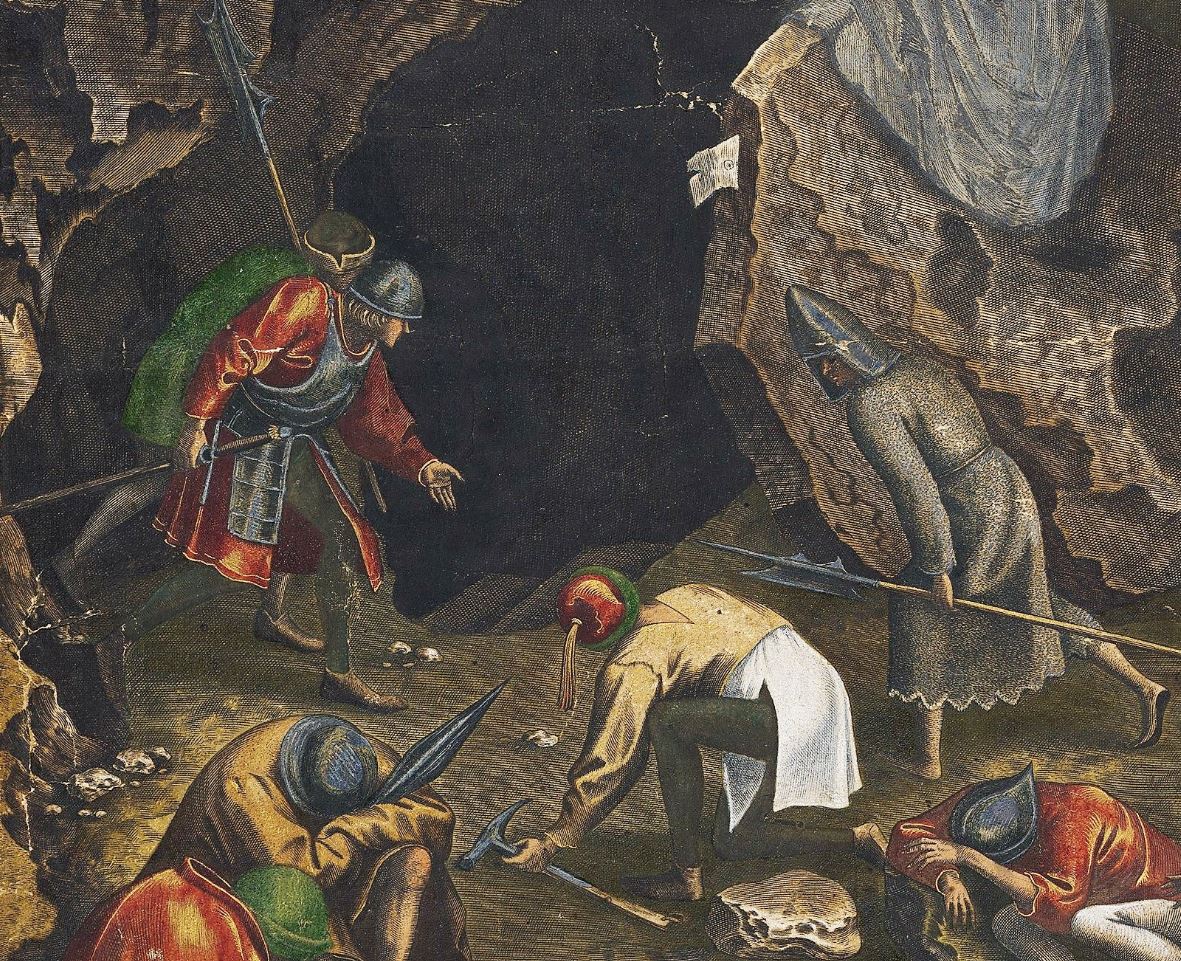 Philips Galle after Pieter Bruegel 1562 – 1563The_Resurrection_MET detail soldats trou