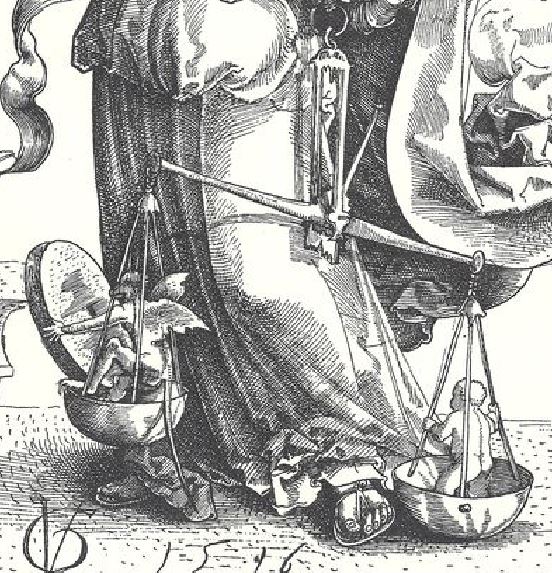 Urs Graf, Der Erzengel Michael als Seelenwager, 1516 detail