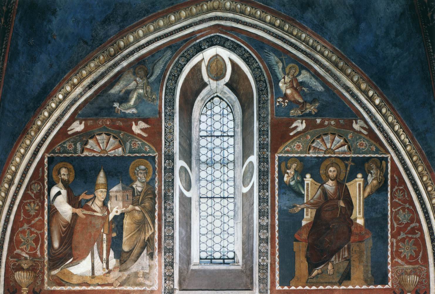 1278-79 Pope Nicholas III Presented to Christ by Sts Peter and Paul Sancta Sanctorum, Latran Rome